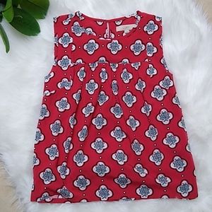 💐LOFT- Red, white and light blue sleeveless blouse size XS💐